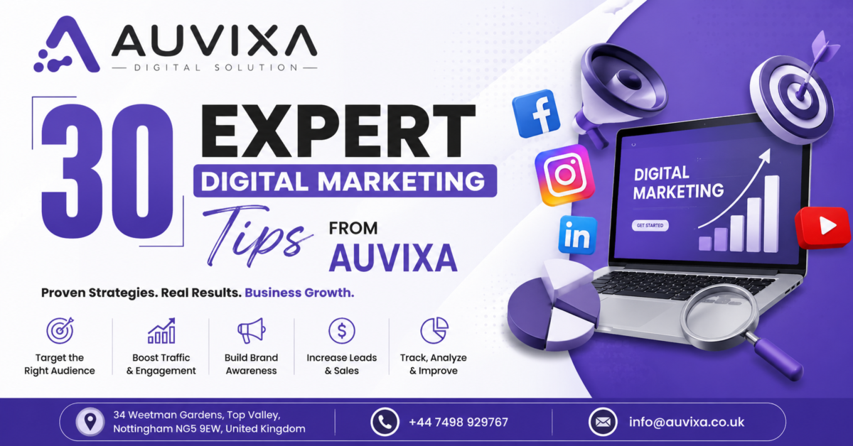 30 Expert Digital Marketing Tips from Auvixa